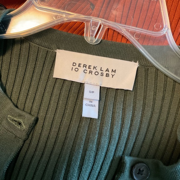 Derek Lan 10 Crosby Ribbed Knit Dress, Long Sleeve, V- Neck Button Front, Sz SP - Picture 6 of 16